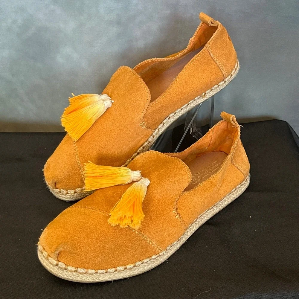 TOMS Deconstructed Alpargata Rope Suede Espadrille with Tassels Orange Size 8.5‎